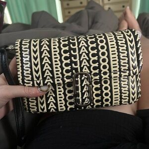 Marc Jacobs Black and Cream Crossbody Bag with Geometric Design